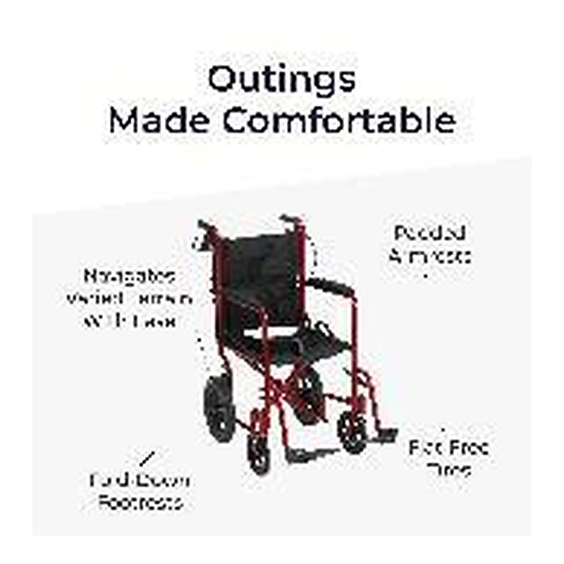 Drive Medical Ultra Lightweight Expedition Folding Transport Wheelchair - Aluminum frame w/handbrakes - Compact, inventory view 2