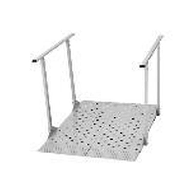 Wheelchair ramp with handrails 44.9" x 33.5" in heavy duty aluminum 440#, Non-slip portable threshold ramps for home stairs