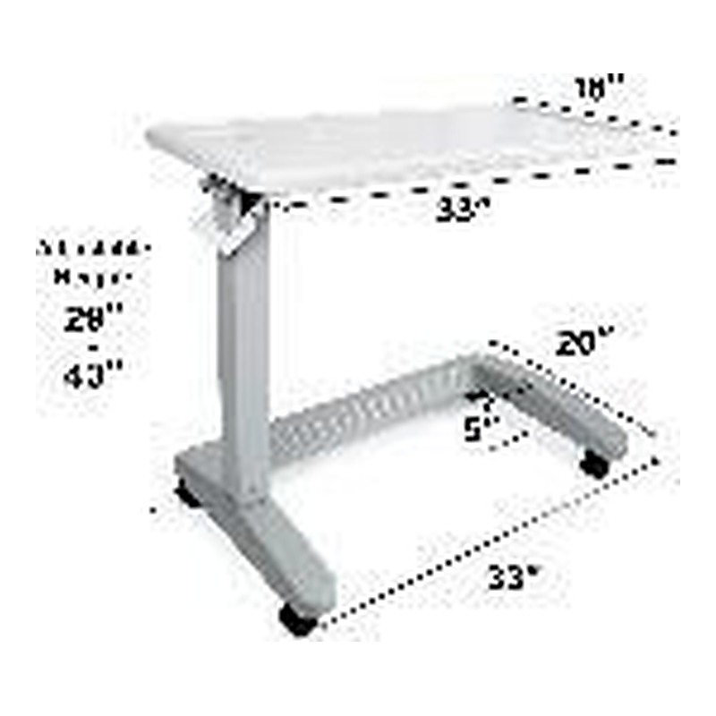 Vaunn medical pneumatic adjustable overbed exam bedside table with wheels, Hospital or home use