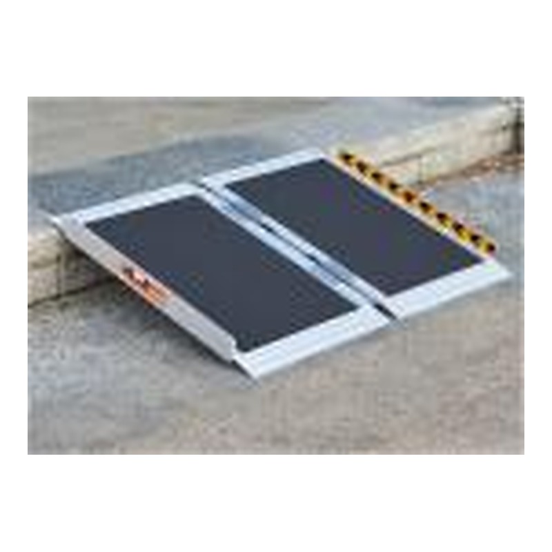 2' portable wheelchair ramp, Non-skid aluminum with handle, folding threshold wheelchair ramp