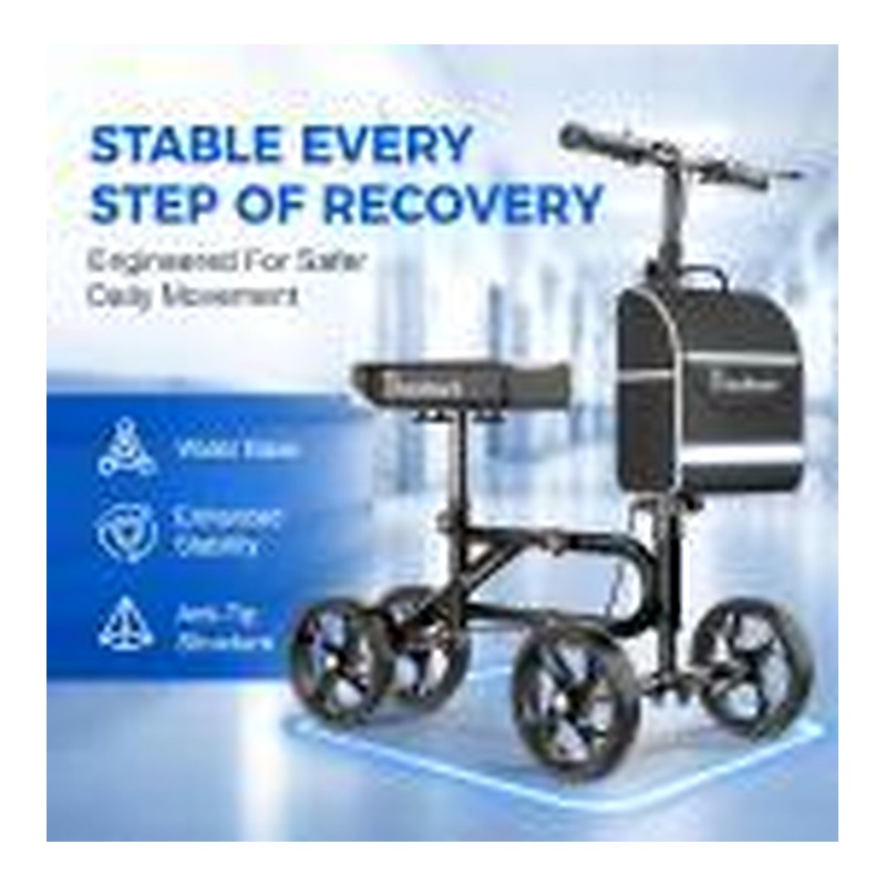 Blessreach all terrain steerable knee scooter crutch alternative - Blue, Black, inventory view 2