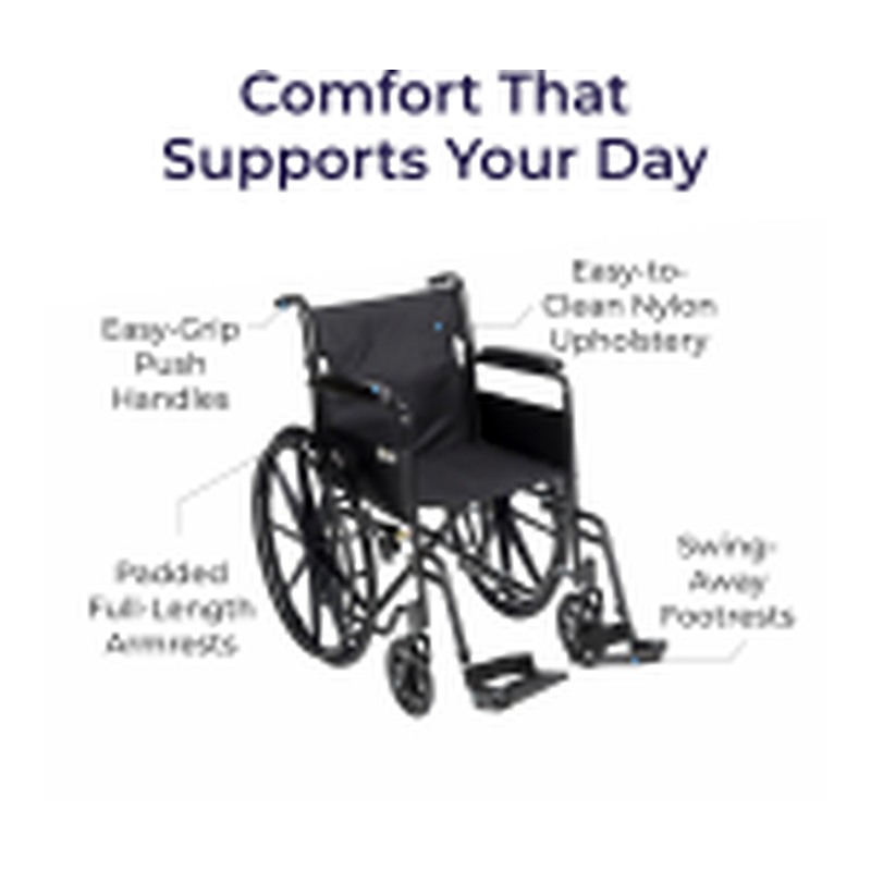 Drive Medical Sport 1 folding transport wheelchair, 250#