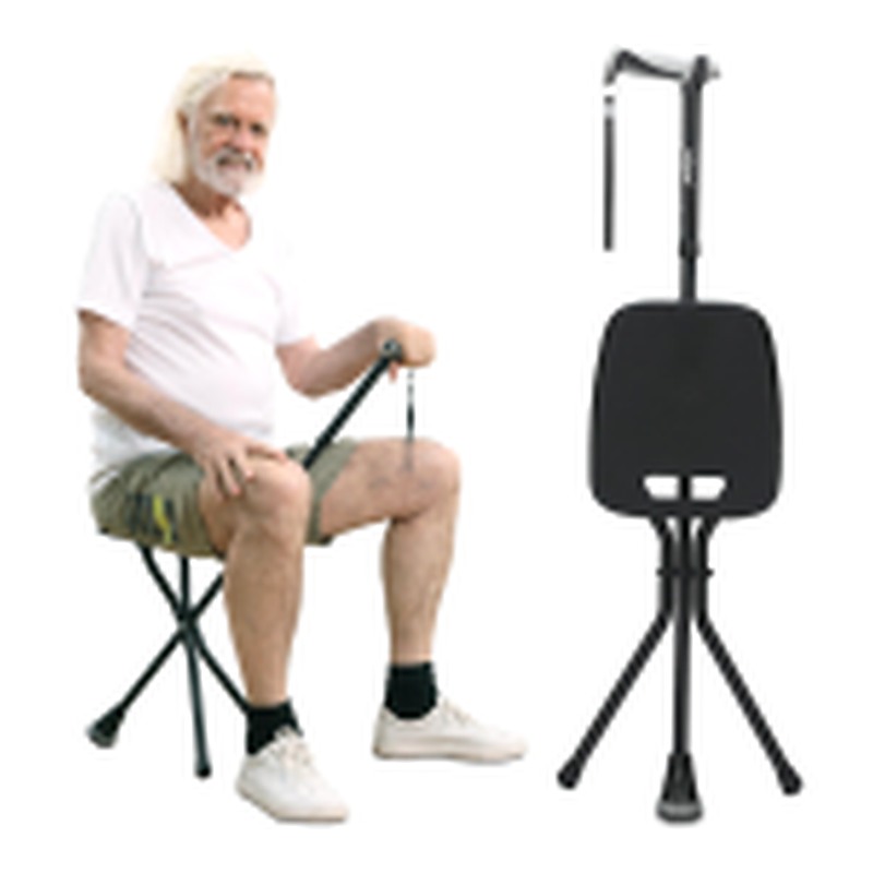 Rehand walking cane with seat, Foldable, Portable walking stick